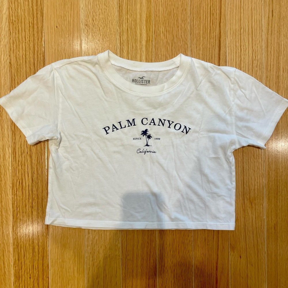 Hollister White Tee with Palm Canyon Graphic
